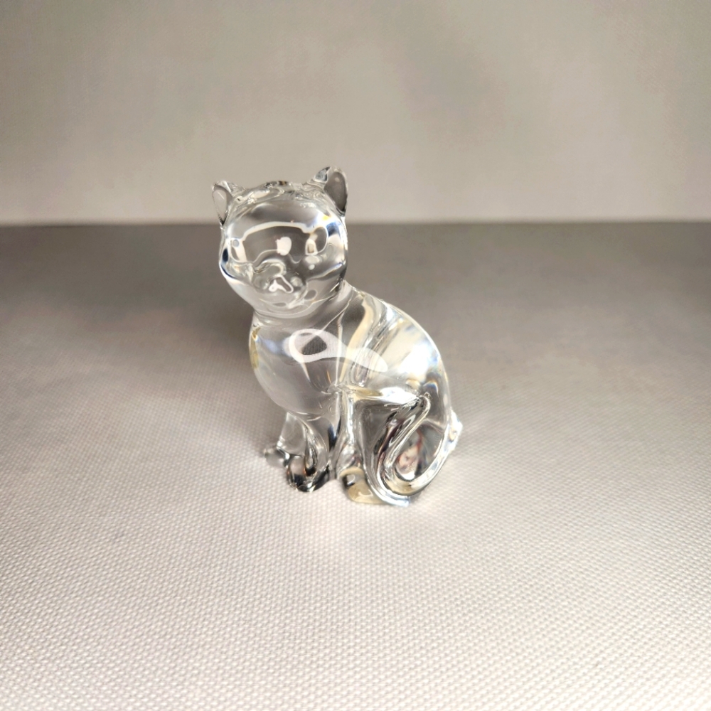 Lenox Clear Full Lead Crystal Cat Collectable Czech Republic Paperweight Feline